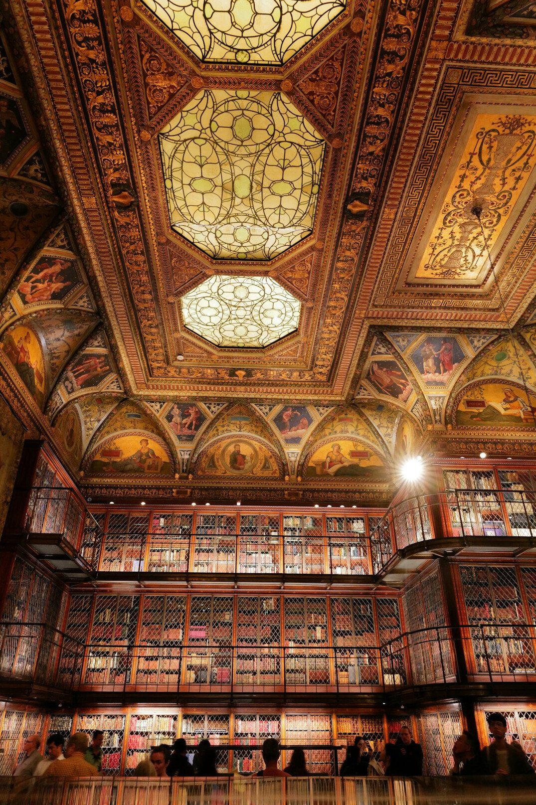 Atmospheric old library with tall wooden bookshelves